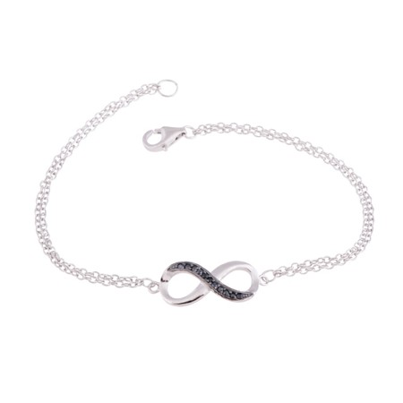 Half Black Cubic Zirconia Infinity Bracelet - Click Image to Close